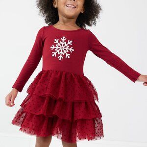 Little Sleepies Red Snowflake Tiered Tutu Dress
